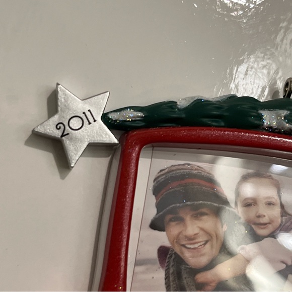 HALLMARK Keepsake Ornament 2011 Our Family Photo Holder Tree On Red Car Lot Of 2 - Picture 9 of 14